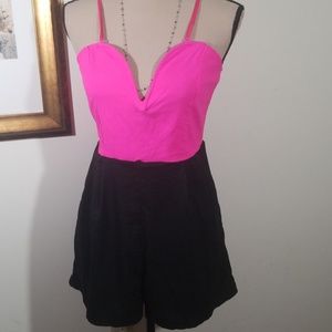 Pure Hype Color Block Pink and Black Romper